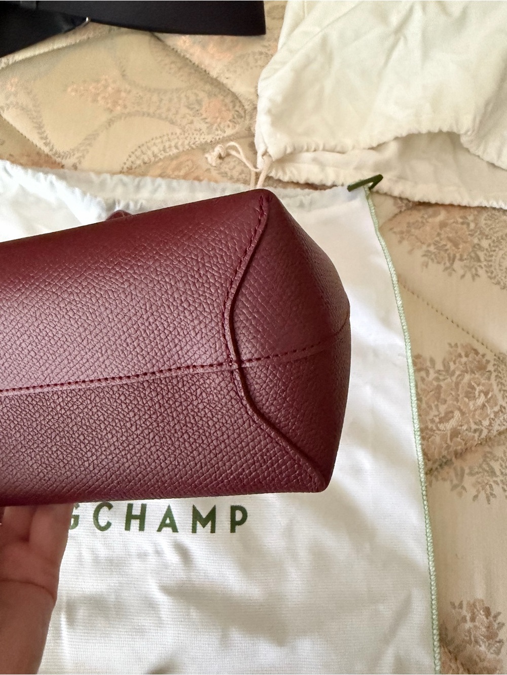 Longchamp Burgundy Leather Shoulder Hobo with Silver Toggle - Picture 4 of 7